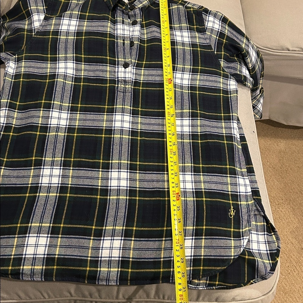 JW ANDERSON UNIQLO Western Half Button Plaid Flannel Shirt Mens Size M - Picture 6 of 12